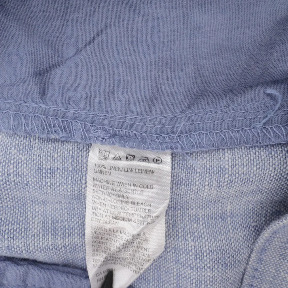 Saks Fifth Avenue Linen Flat Front Trousers Light Blue Mens 36x30